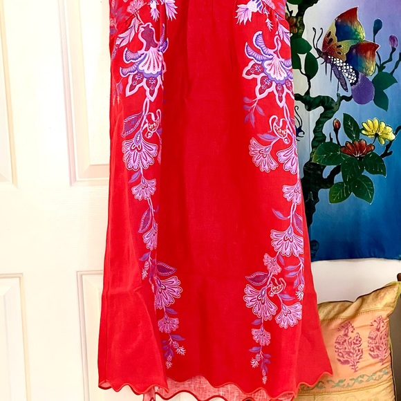 NWT Farm Rio Red Porcelain Garden Midi Dress - Picture 11 of 16
